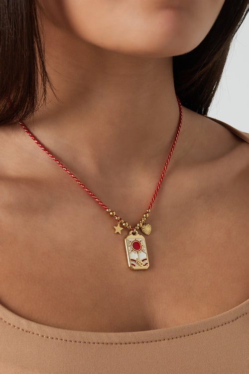 Chic Pink & Red Braided Necklace for Spring/Summer