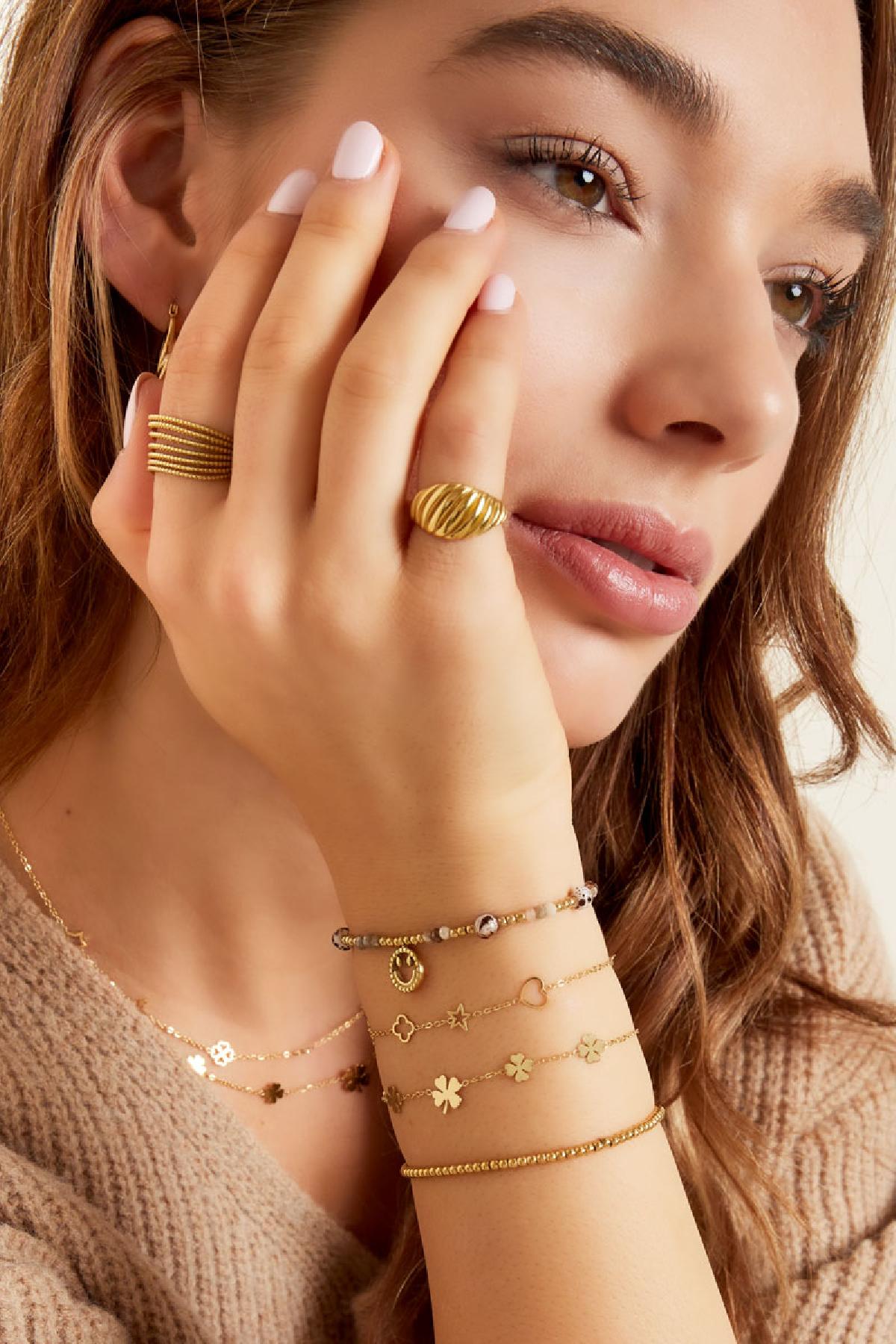 Armband 5 klavertjes Goud kleur Stainless Steel