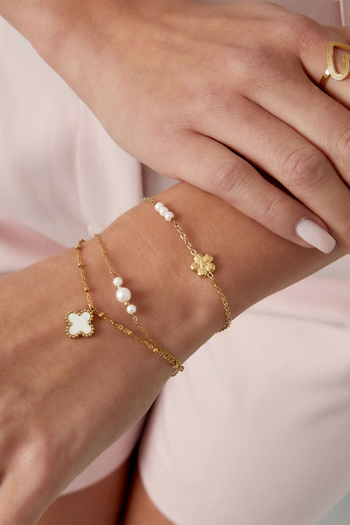 armband bloem met parels