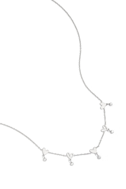 Ketting met wisselende hartjes en hangende steentjes