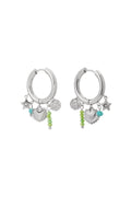 Elegant Rhinestone Heart & Star Drop Earrings