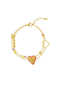 Elegant 14K Gold Plated Heart Charm Bracelet