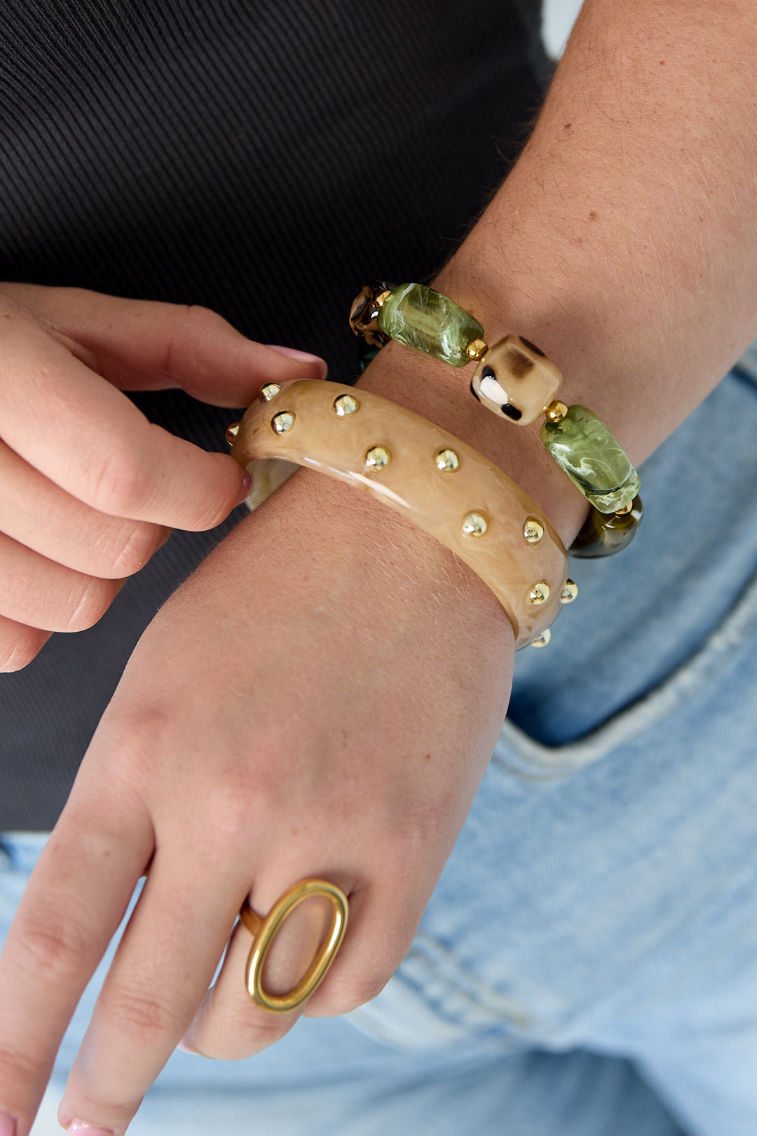 Acryl kralenarmbanden met onregelmatige vorm, eenvoudige, alledaagse serie, damessieraden