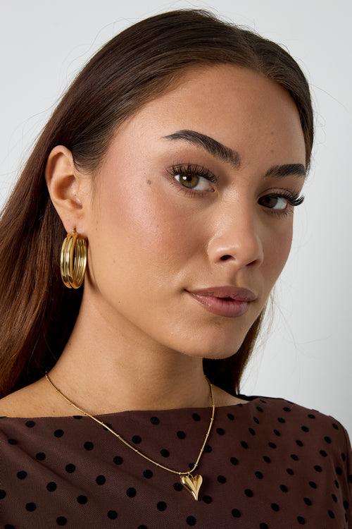 Bolletje ketting met iconisch hart medium