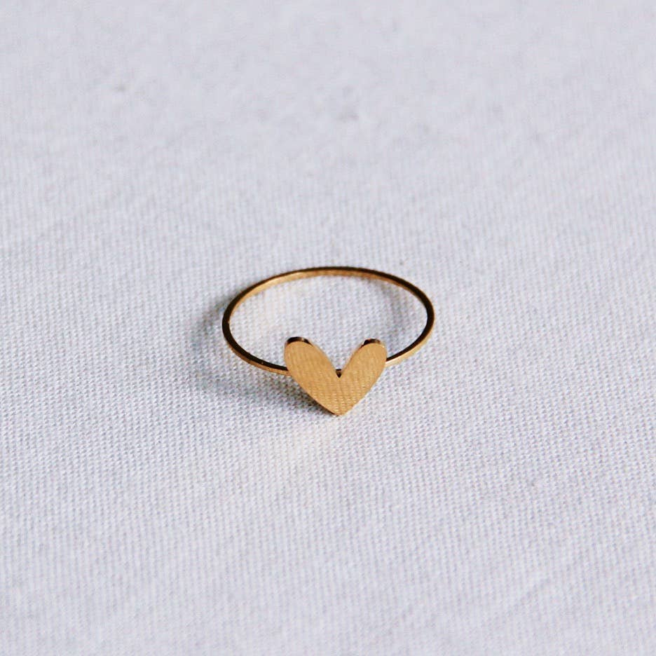 Sweet Heart ring van roestvrij staal met goudkleurige hartjes hanger, mode sieraden dames sieraad