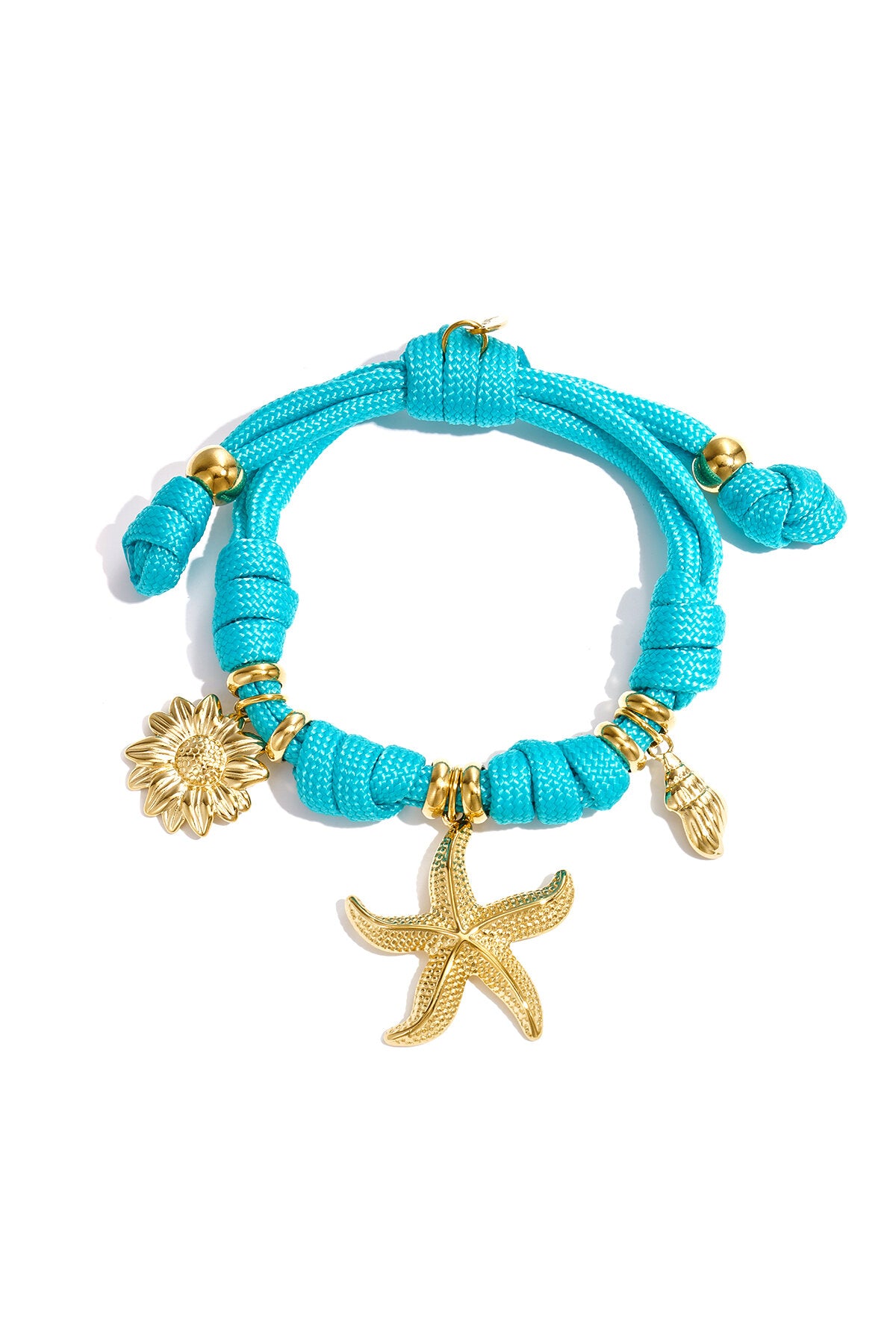 Touw armband met knoopjes en variërende charms