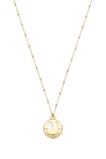 Lange roestvrijstalen ketting met lachend gezichtje, casual en eenvoudig model, dames sieraden
