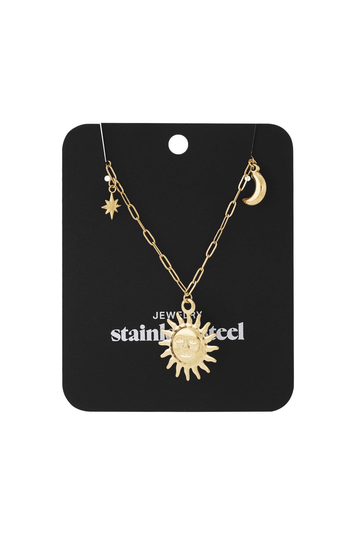 Zon Maan Ster lange ketting