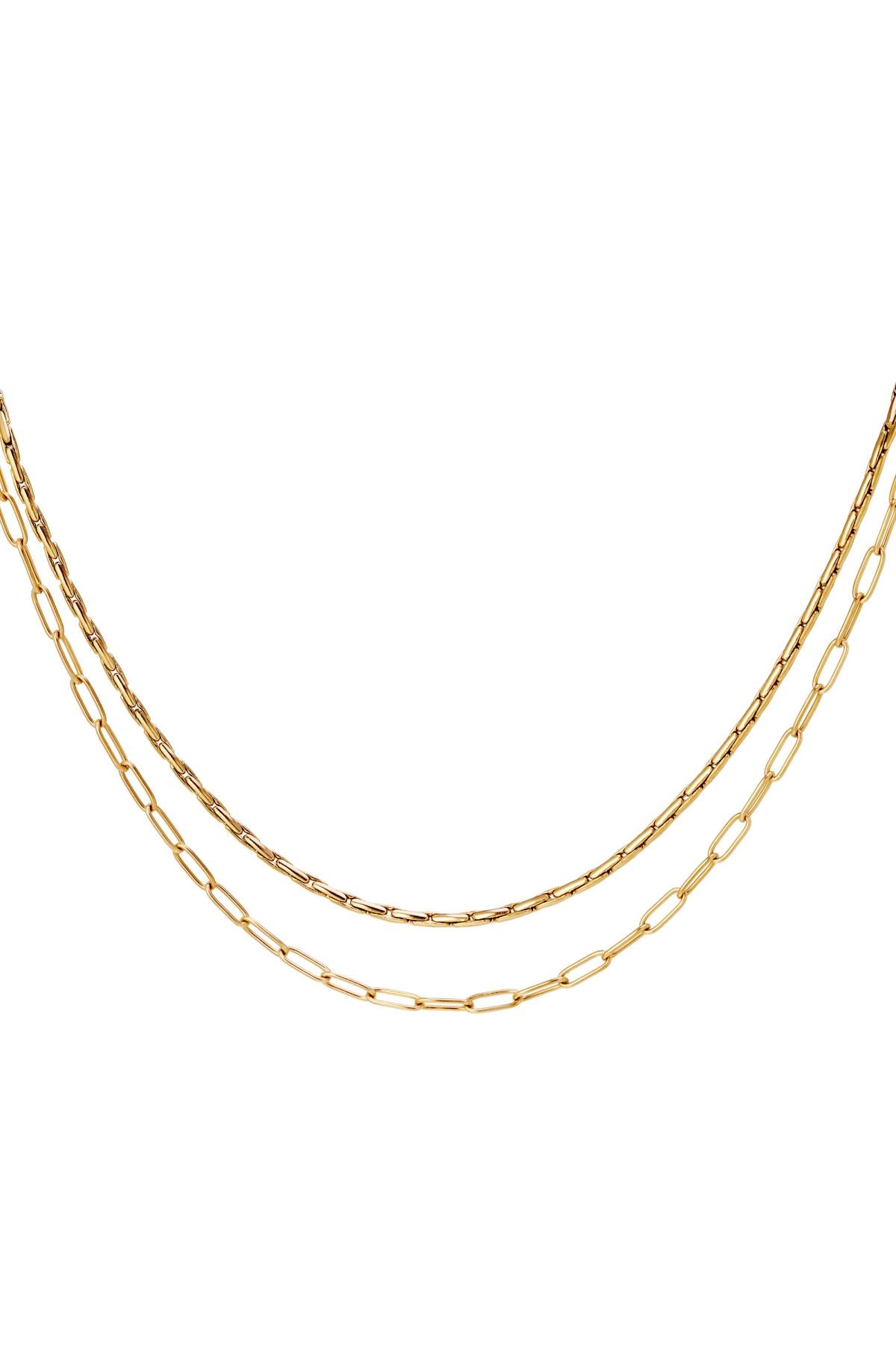 Dubbele roestvrijstalen ketting Goud kleur Stainless Steel