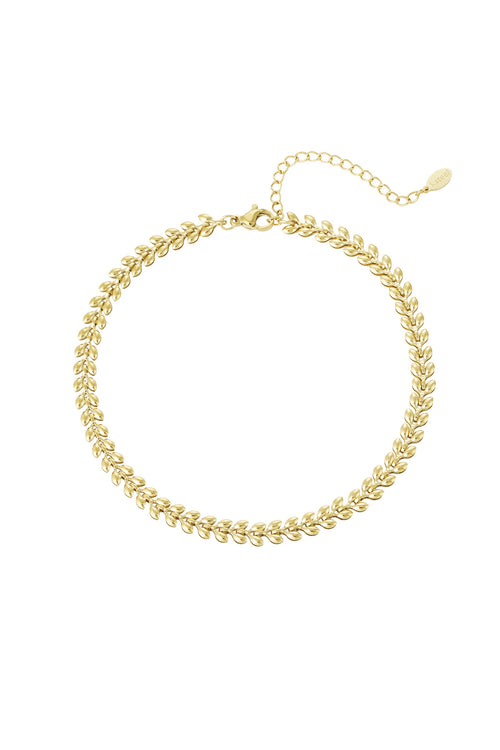 Enkelbandje bladeren Goud kleur Stainless Steel