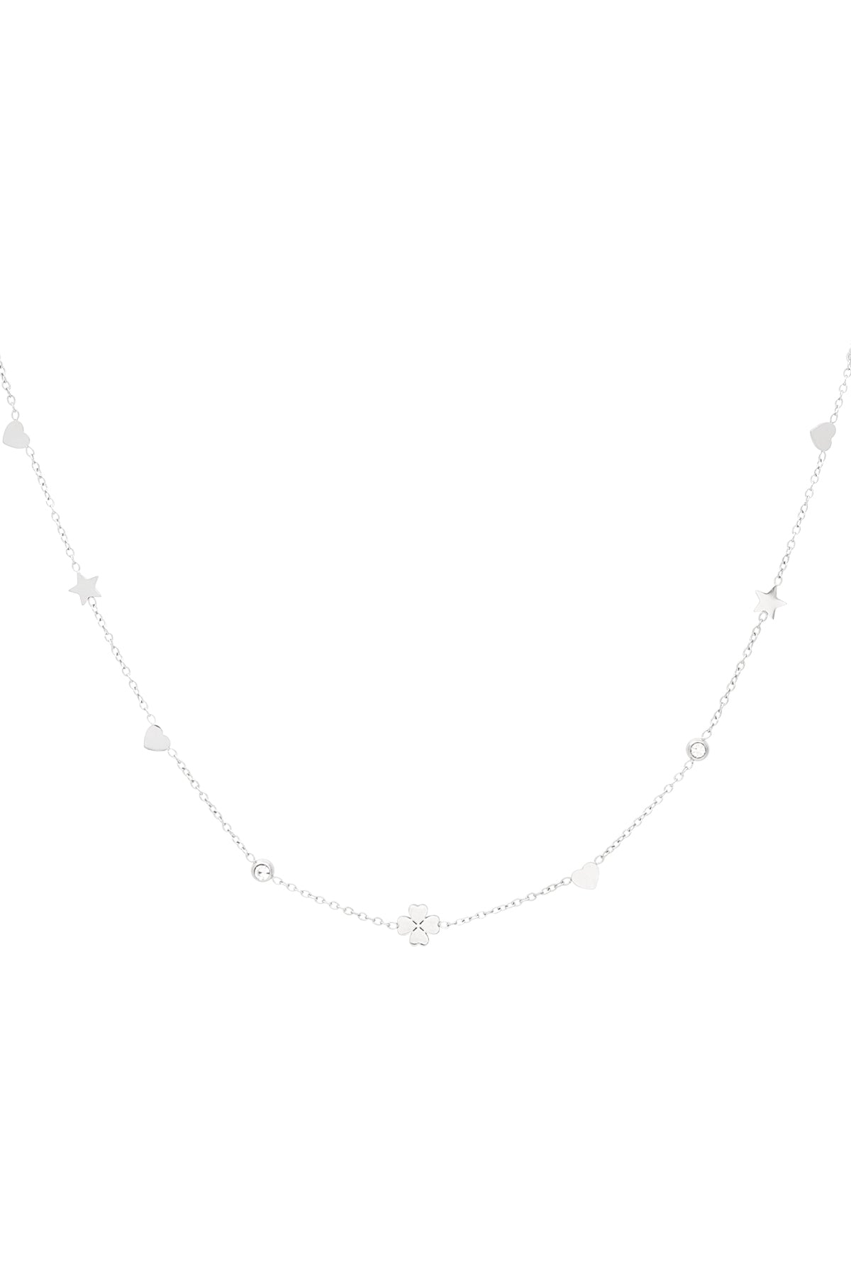 Elegant Rhinestone Clover Necklace in Silver & Gold