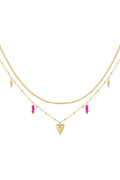 Elegant Multi-Layered Heart Necklace in Silver & Gold