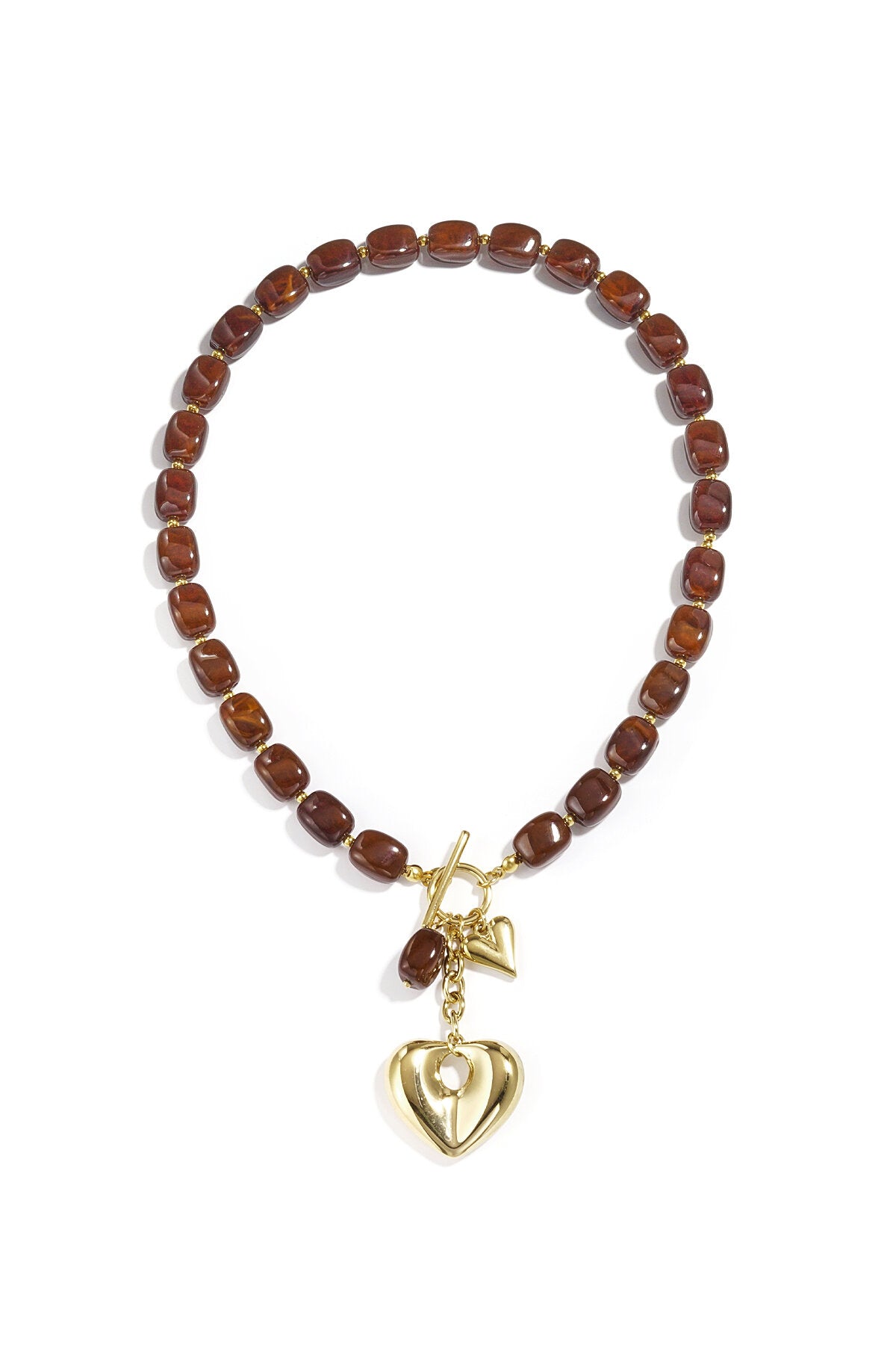 Squoval kralenketting hangend hart