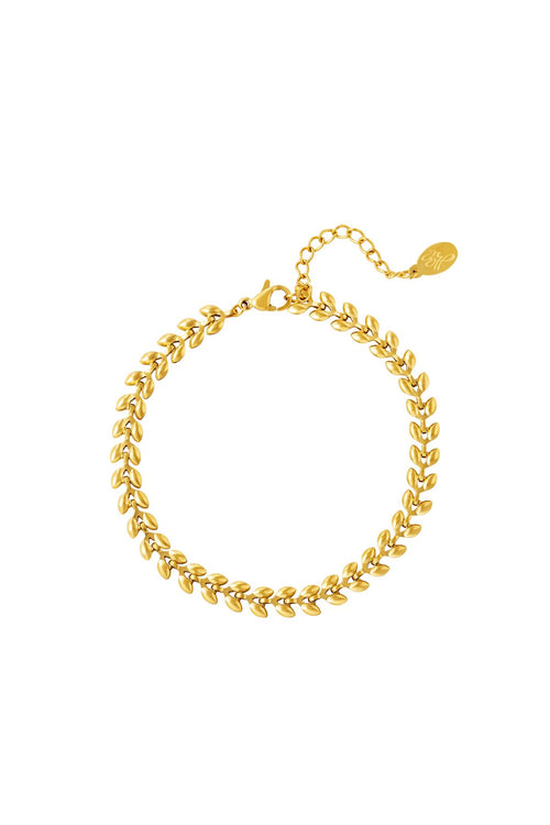 Armband blaadjes Goud kleur Stainless Steel