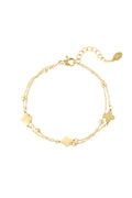 dubbele armband klaver/bolletjes