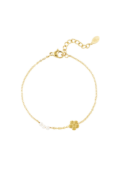 armband bloem met parels