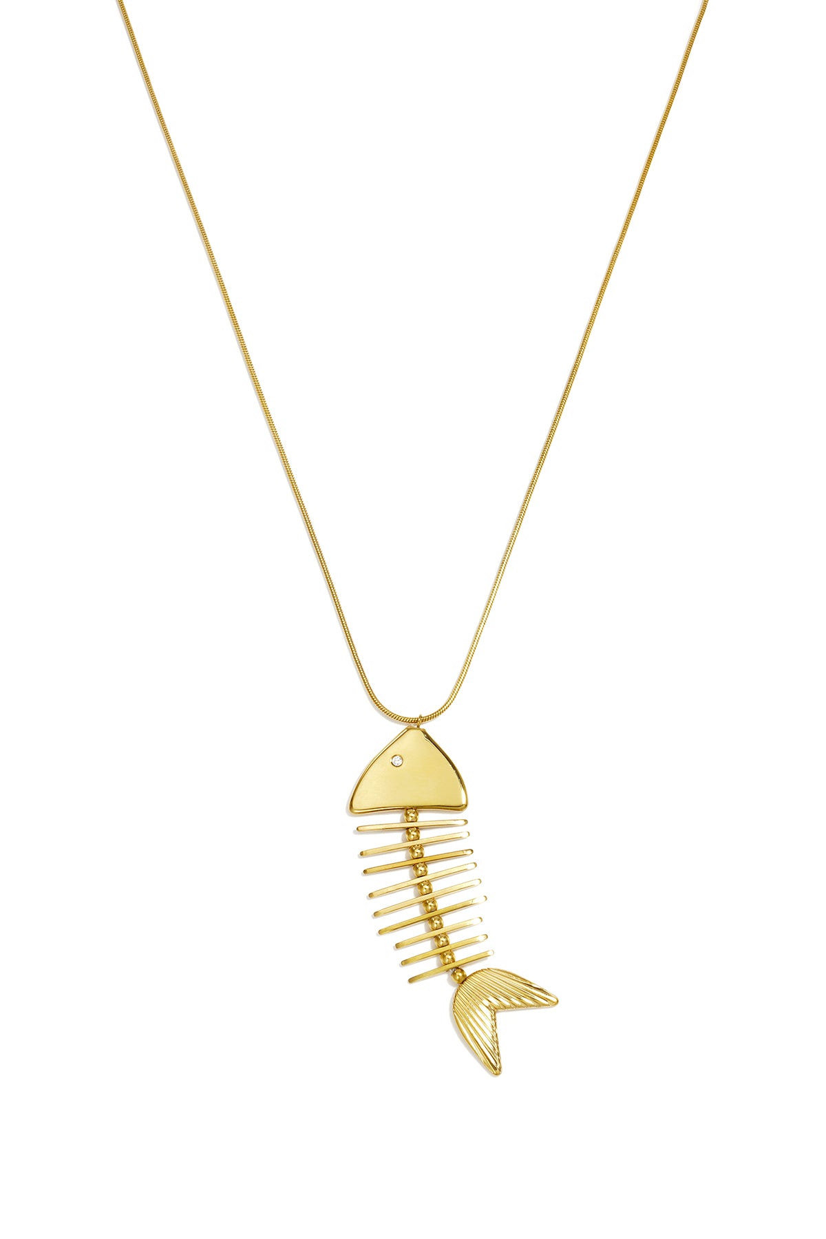 Lange roestvrijstalen kettingen met vismotief, eenvoudige dagelijkse sieraden uit de Simple Series voor dames.