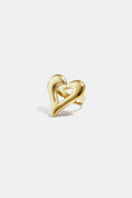 Goudkleurige hart ring van stainless steel, casual sieraad voor dagelijks gebruik, uit de Eenvoudige serie.