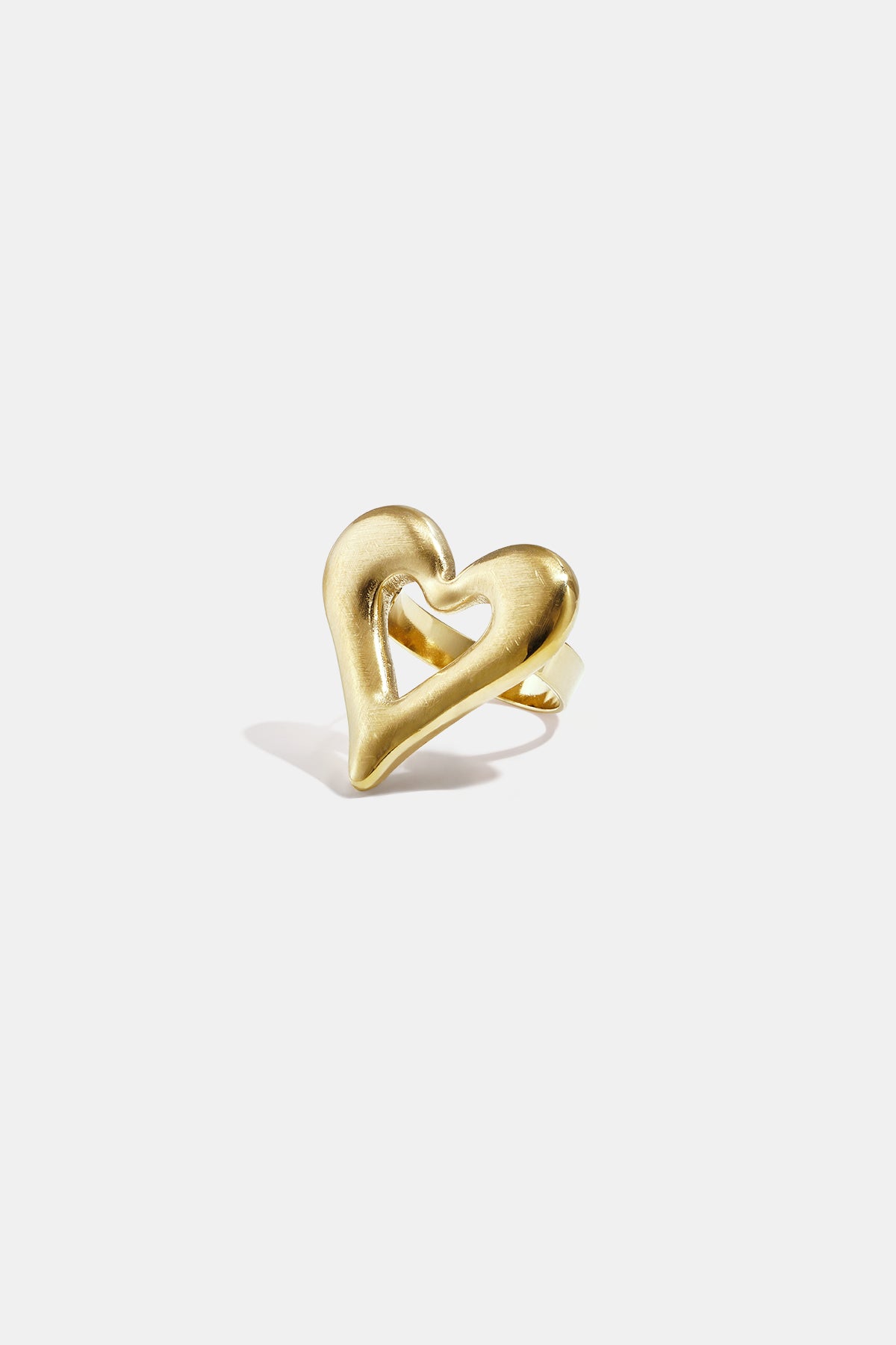 Goudkleurige hart ring van stainless steel, casual sieraad voor dagelijks gebruik, uit de Eenvoudige serie.