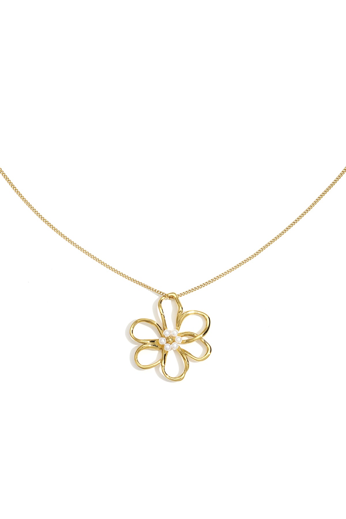 Roestvrijstalen lange kettingen met bloemen, casual, dagelijks, eenvoudig, serie, damessieraden