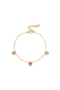 Armband met roze steentjes in hartjes