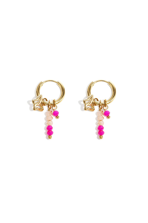 Charming Pink & Green Beaded Earrings for Spring