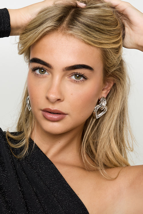 IJzeren oorbellen met hartvormige hanger, elegante kerst, luxe serie, damessieraden