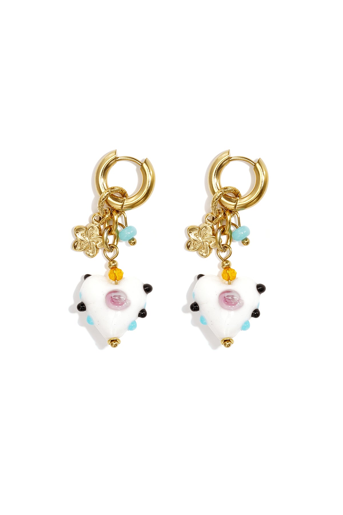 Elegant White Crystal Heart Earrings for Spring