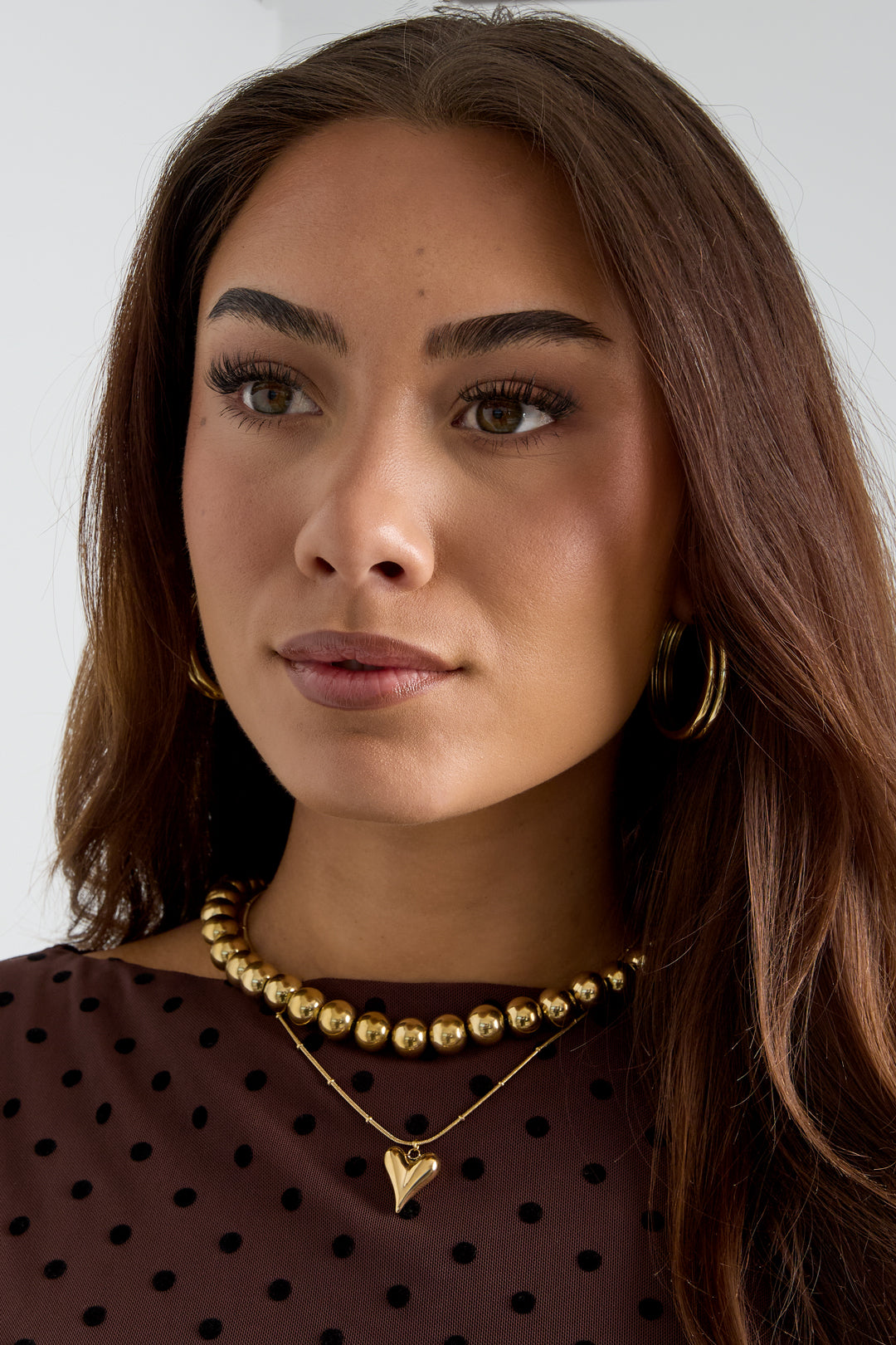Bolletje ketting met iconisch hart medium