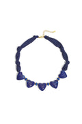 Stoffen ketting met hartjes kralen