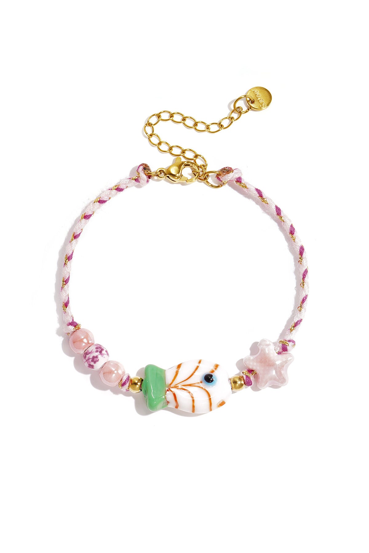 Kralenarmband met touwmotief, vis en ster kralen