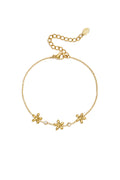 Elegant Gold Color Rhinestone Flower Charm Bracelet