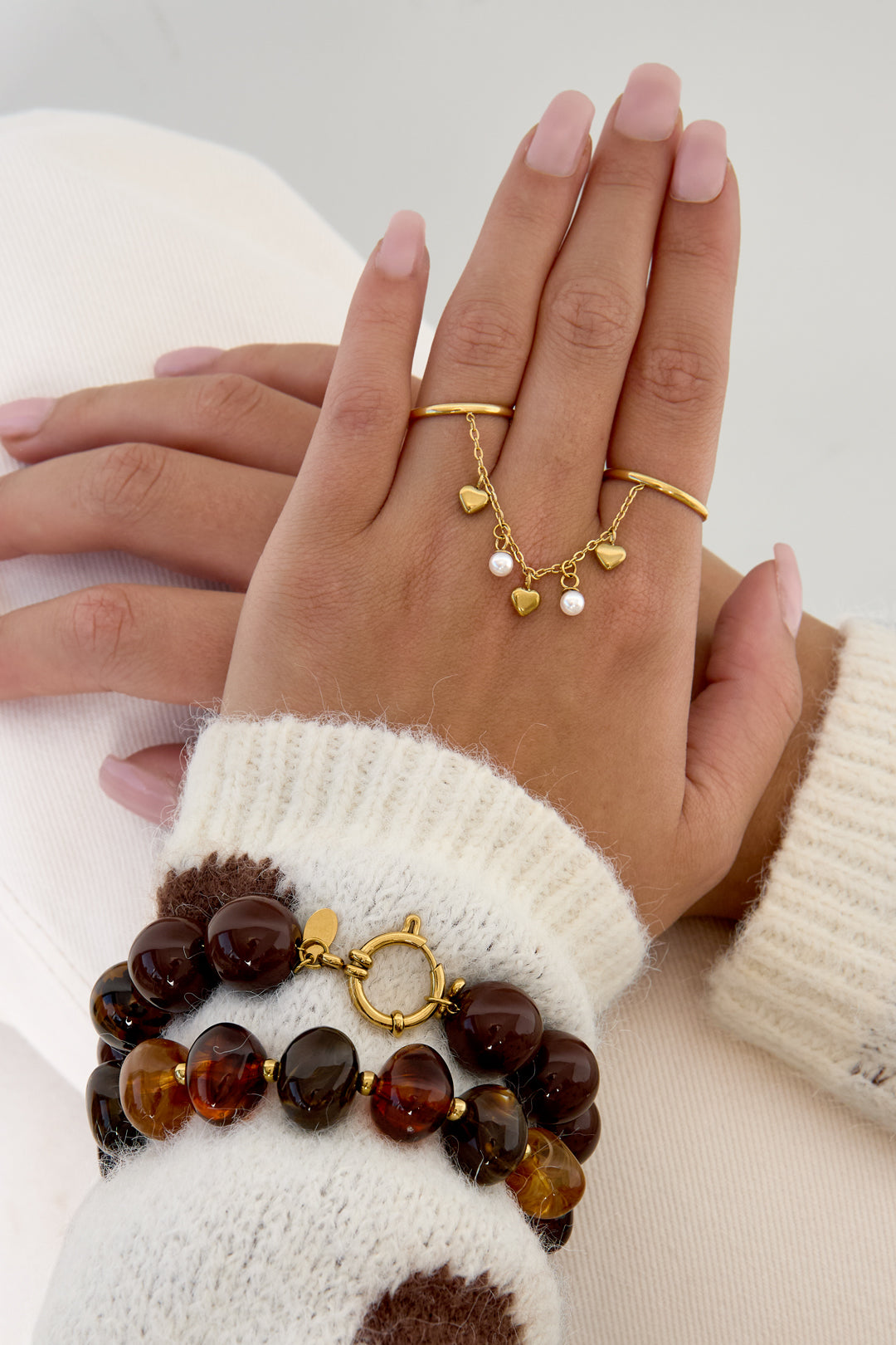 Ringen van roestvrij staal met edelsteen, hartvormig, eenvoudig, dagelijks gebruik, Simple Series, damessieraden