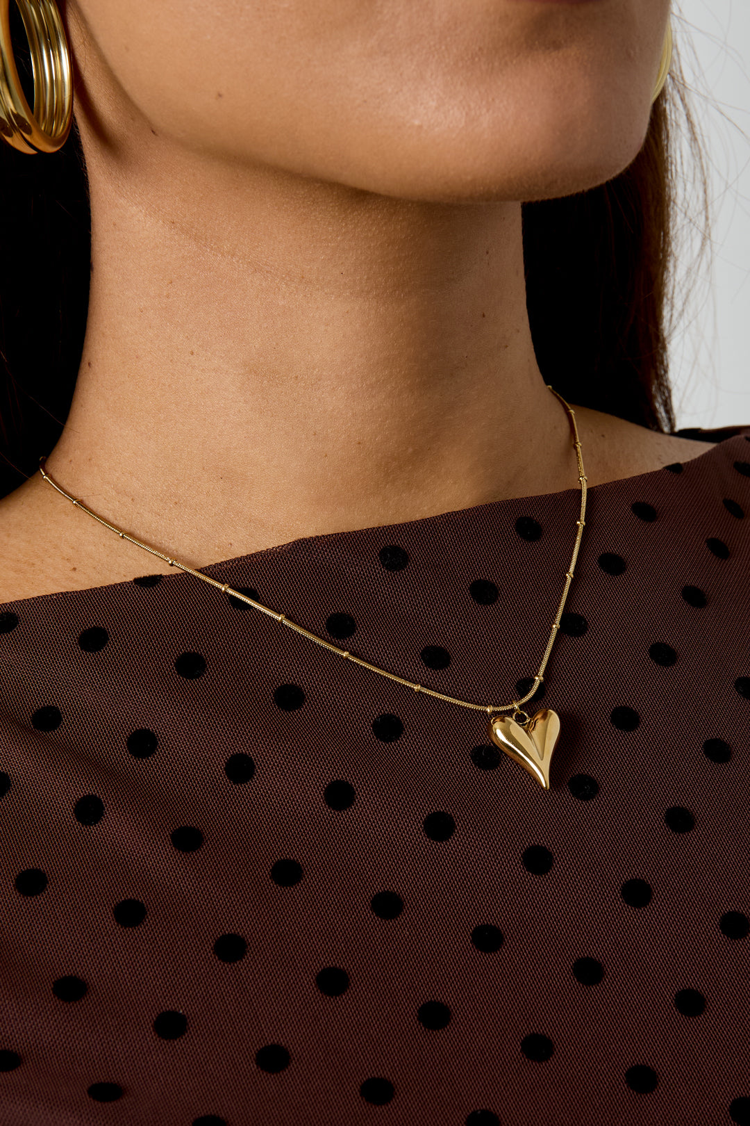 Bolletje ketting met iconisch hart medium