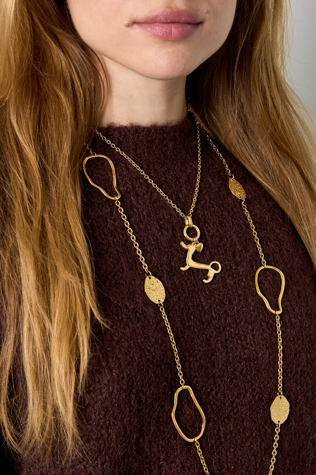 Roestvrijstalen hangerkettingen met dierenmotief uit de Simple Daily Simple-serie voor dames.
