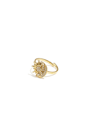 Verstelbare ring met steen in hart vorm en hart