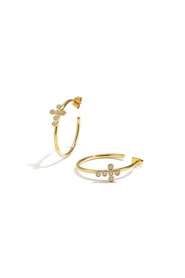Kyara - Oorringen met Kruisje - Strass - Stainless Steel