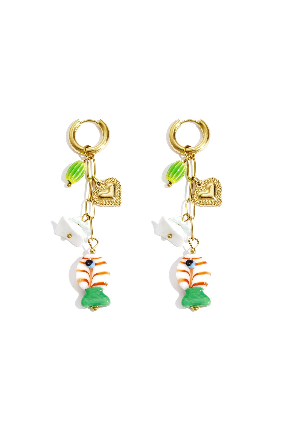 Oorringen met ketting en hangende charms