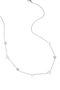 Ketting met hart en diamant bedels - roestvrij staal