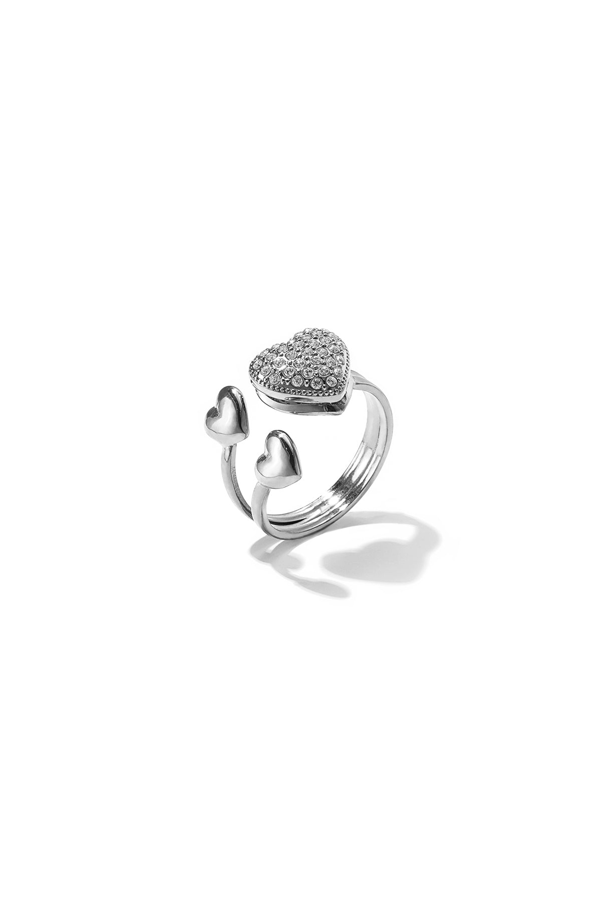 Elegant Adjustable Rhinestone Heart Ring
