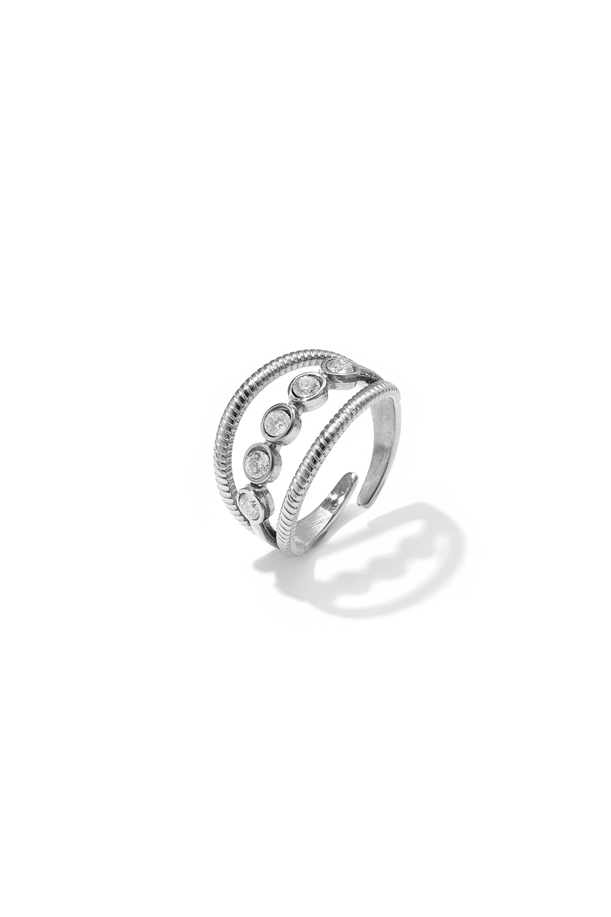 Luxurious Adjustable Rhinestone Ring in Silver & Gold