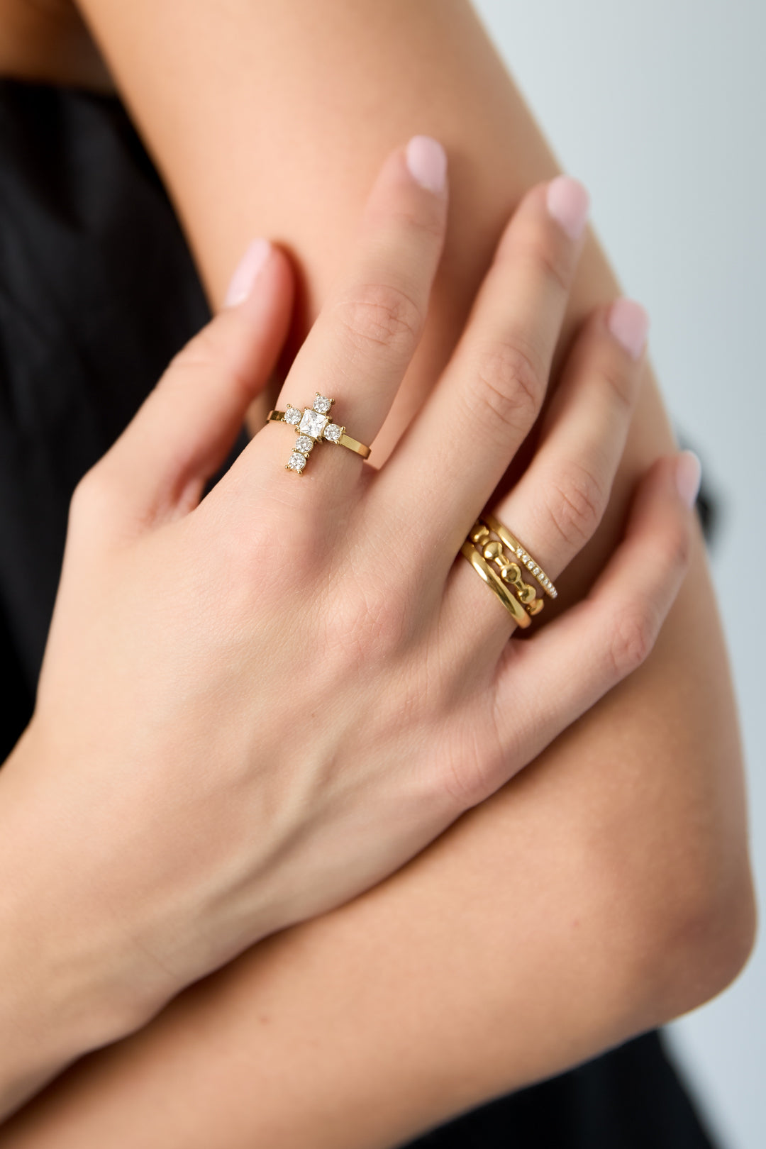 Elegant Adjustable Rhinestone Ring - Minimalist Style