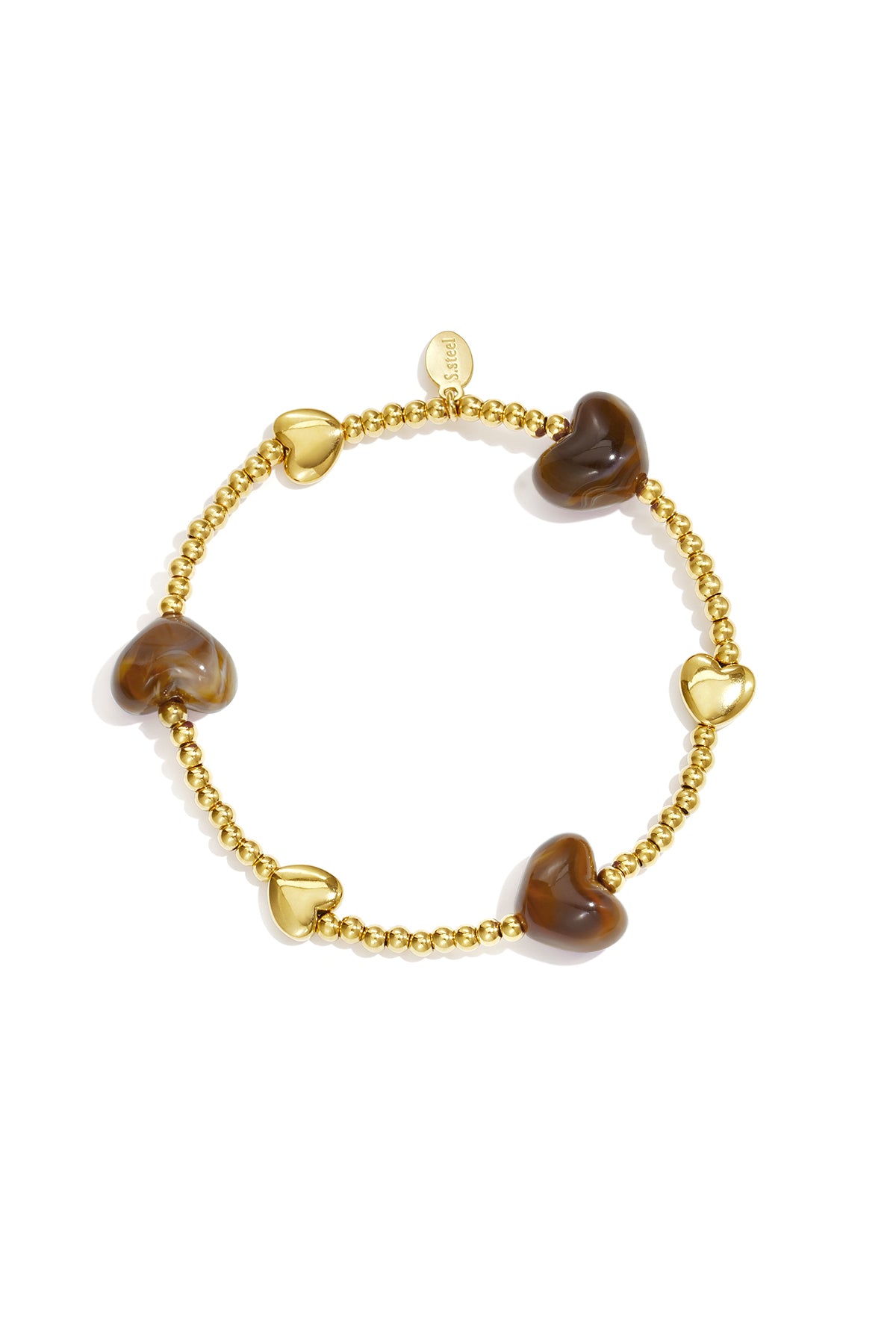 Roestvrijstalen bedelarmbanden met hartje, eenvoudige dagelijkse serie, dames sieraden
