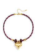 Gevlochten roestvrijstalen ketting met hartje, eenvoudige dagelijkse serie, dames sieraden