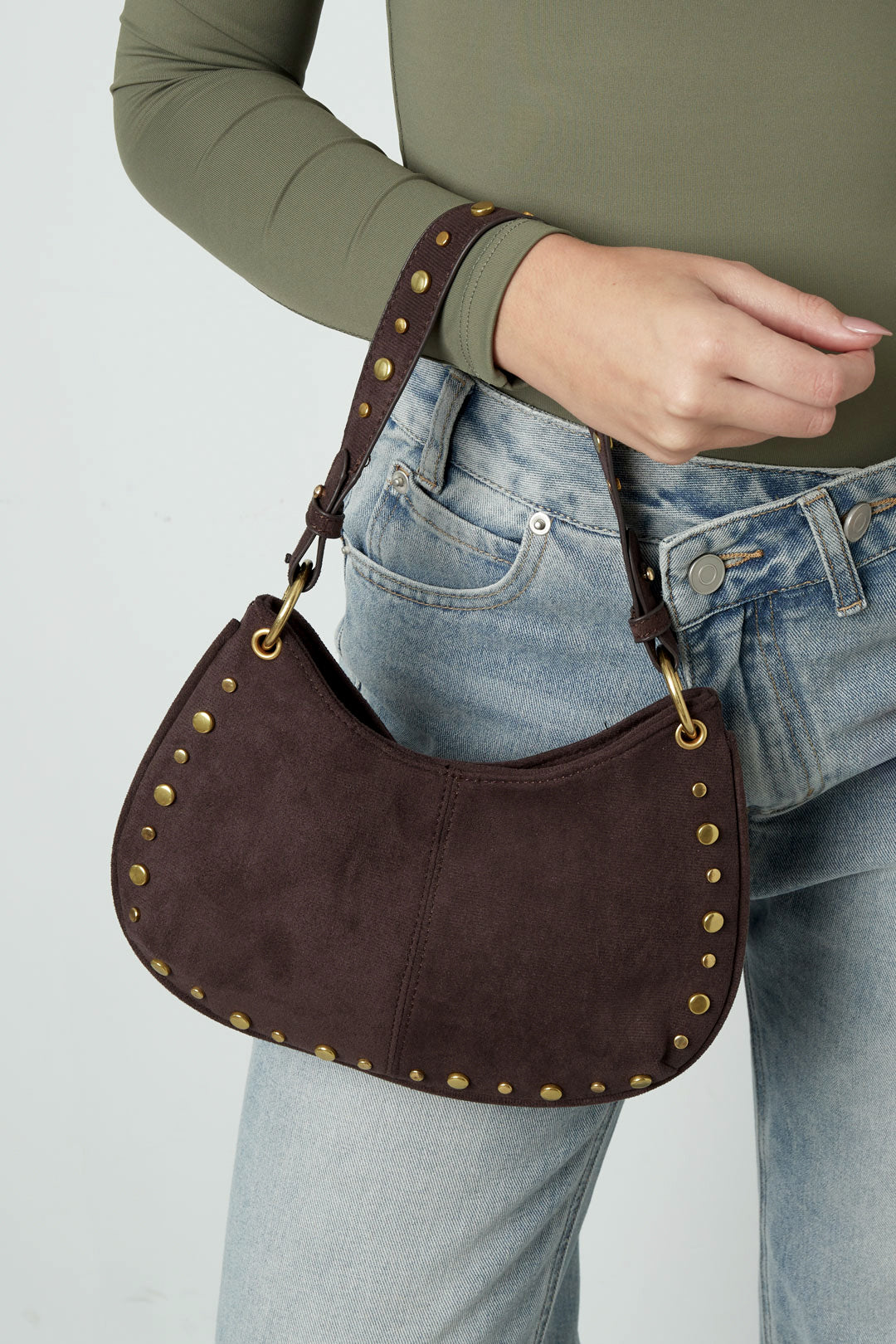 Schoudertassen Rivet Casual Suède Dagelijkse Accessoires