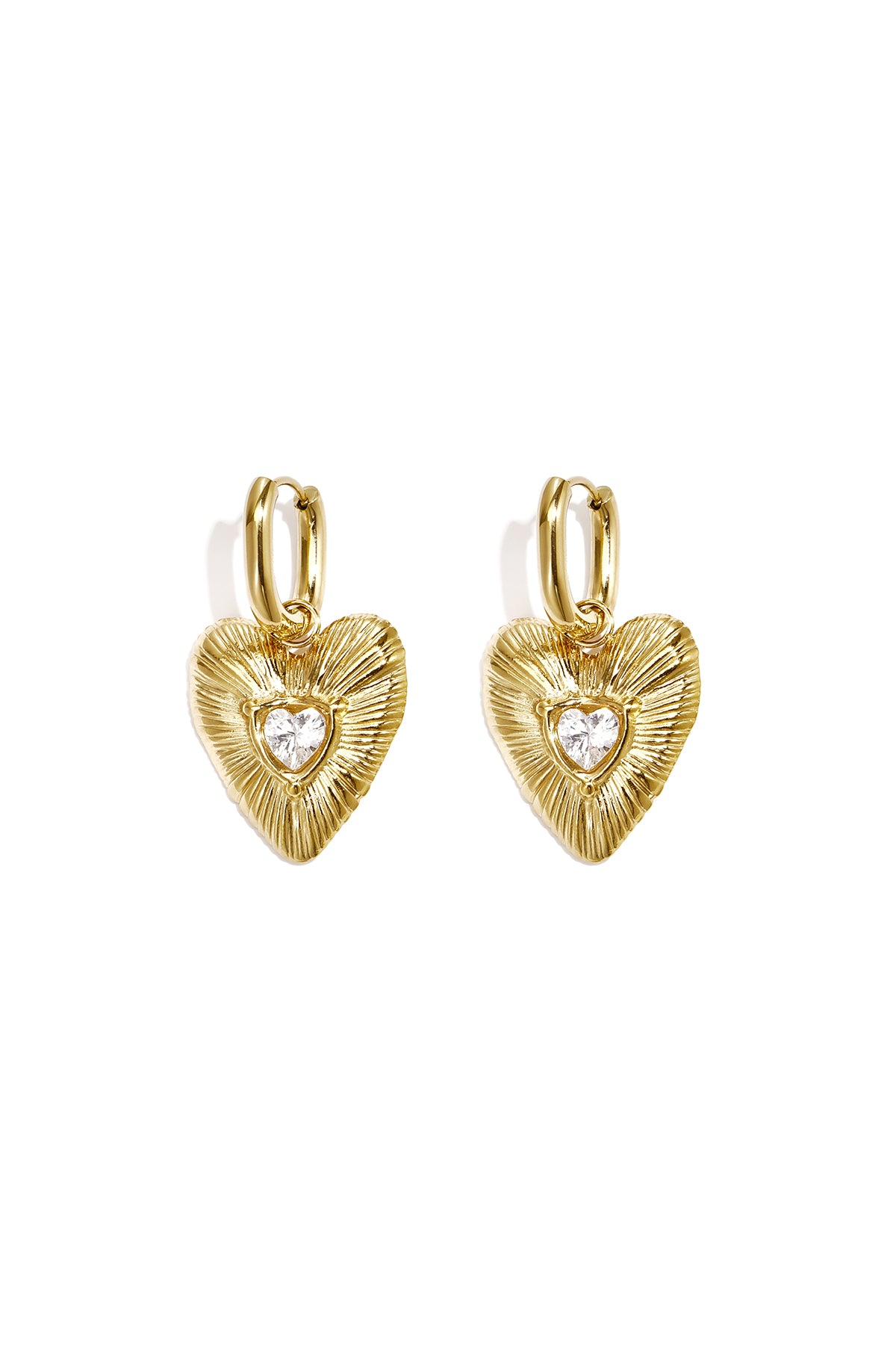 14K Gold Plated Heart Drop Earrings for Women