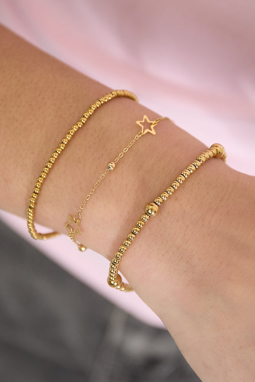 Armband Beady Goud kleur Stainless Steel