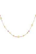 Stylish Pink & Green Star Chain Necklace for Women