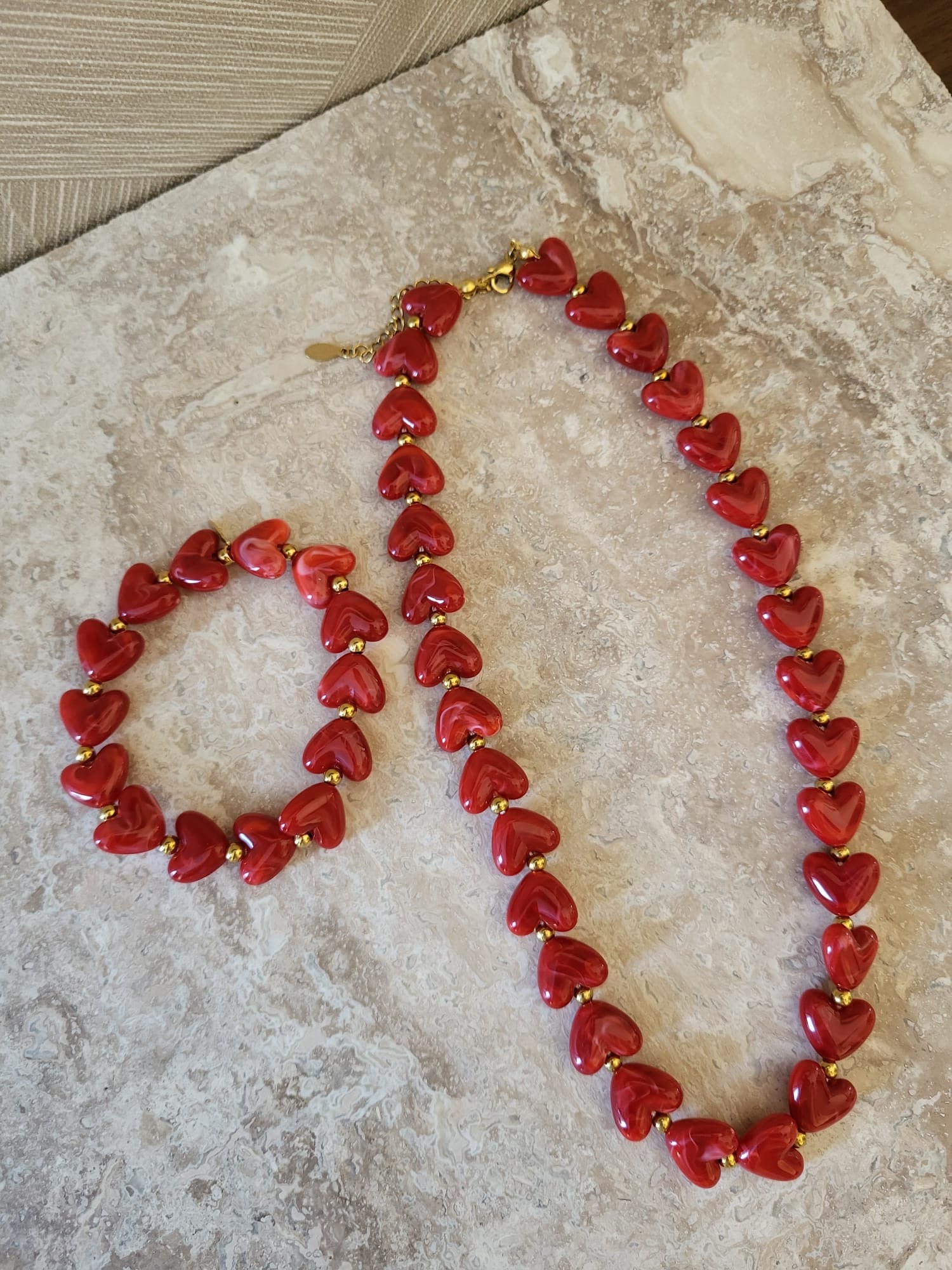 Milena - Hartjes Ketting - Red - Stainless Steel