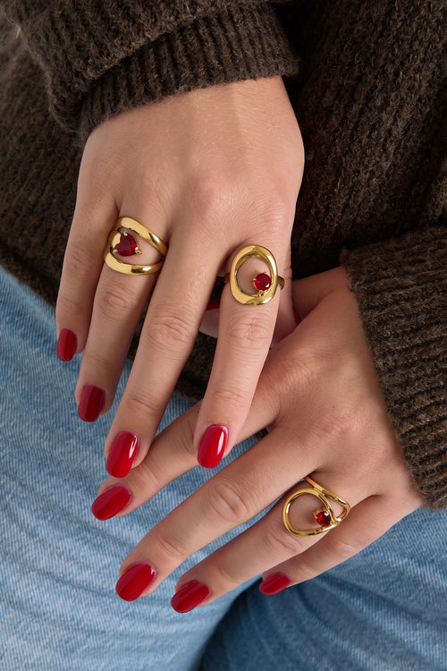 Minimalistische ringen van roestvrij staal met een onregelmatige vorm, eenvoudige, alledaagse serie, damessieraden